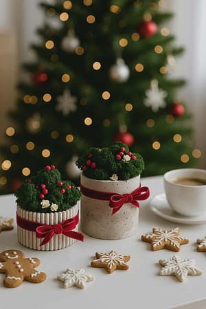 Doniczka - świąteczna kompozycja z chrobotkiem reniferowym