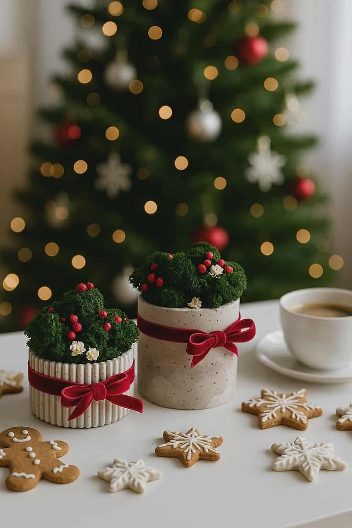 Doniczka - świąteczna kompozycja z chrobotkiem reniferowym